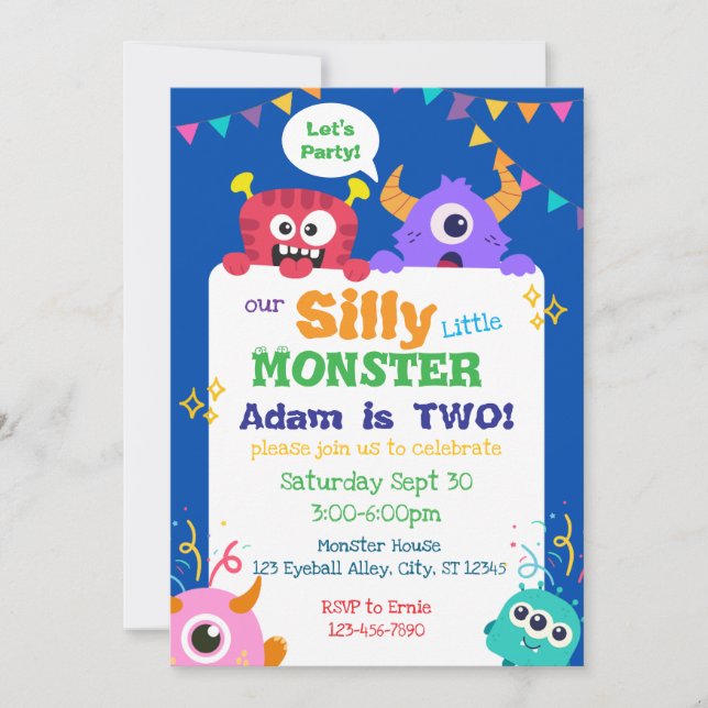 Our Silly Little Monster Birthday  Invitation (Front)