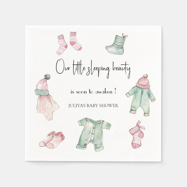 Our sleeping beauty  baby shower  napkin (Front)