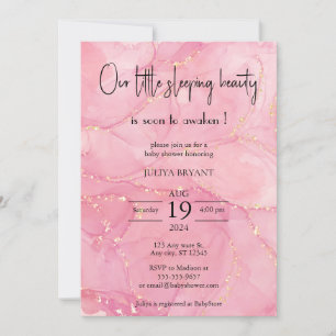 Our sleeping beauty pink baby shower invitation