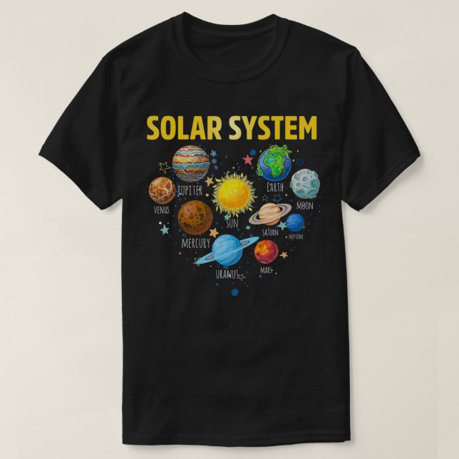 Our Solar System planet Science Education Space ki T-Shirt (Design Front)
