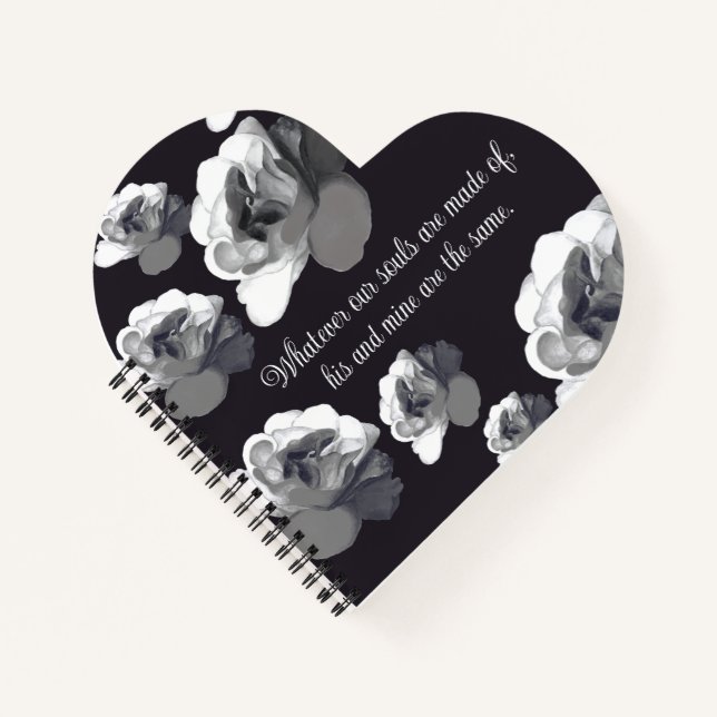 Our Souls Are the Same Goth Aesthetic White Rose  Notebook (Front)