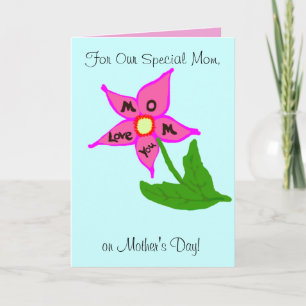 Our Special Mum Blue Pink Floral Yellow Irises Card