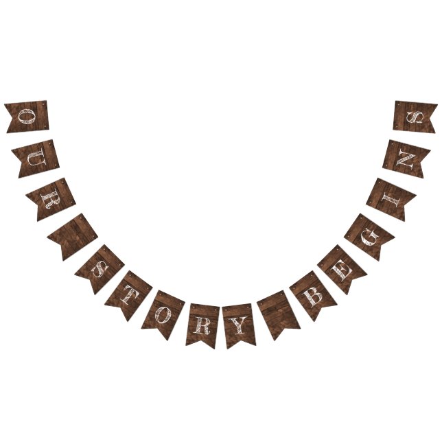 Our Story Begins Barn Wood Wedding Bunting (All)
