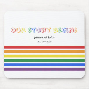 Our Story Begins Rainbow LGBTQ Flag Couple Mouse Mat