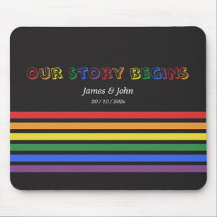 Our Story Begins Rainbow LGBTQ Flag Couple Mouse Mat