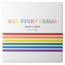 Our Story Begins Rainbow LGBTQ Flag Couple