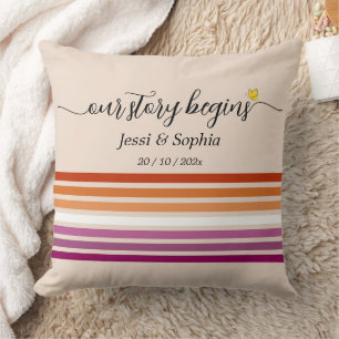 Our Story Begins Sunset Lesbian Flag Cushion