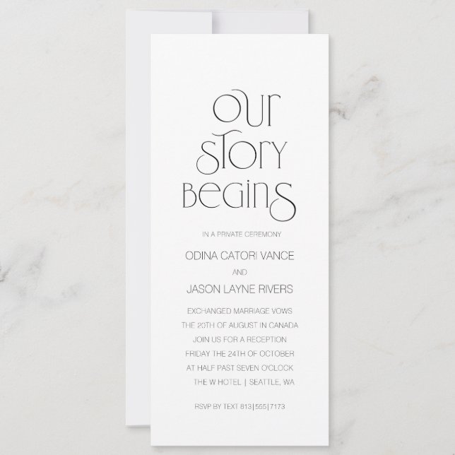Our Story Begins | Wedding Announcement Card (Front)