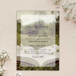 Our Story Continues   Storybook Plain Back Wedding Invitation
