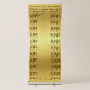 Our Story Gold Wedding Alphabetic Seating Chart Retractable Banner