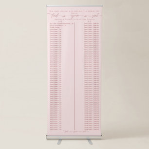 Our Story Pink Wedding Alphabetic Seating Chart Retractable Banner