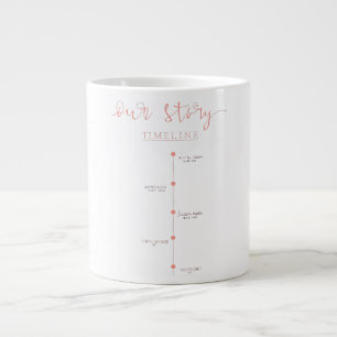 "Our Story" Timeline Personalized Couple's Key Dat Large Coffee Mug