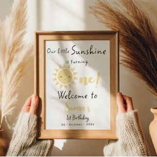 Our Sunshine is Turning One Birthday Welcome Sign