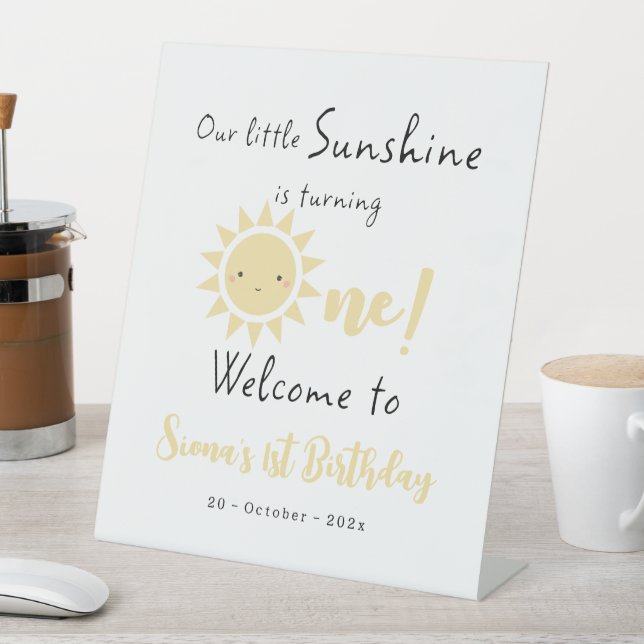 Our Sunshine is Turning One Cute Birthday Welcome Pedestal Sign (In SItu)