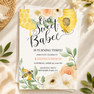 Our Sweet Babe Bee Birthday Honey Bee Party Invitation