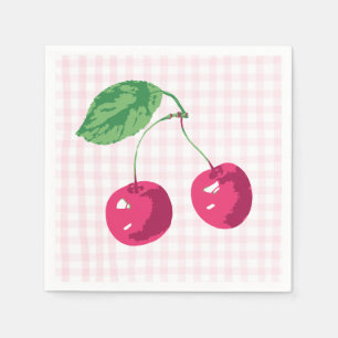 "Our Sweet Cherry" Pink & Green Birthday Napkin