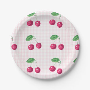 "Our Sweet Cherry" Pink & Green Birthday Paper Plate