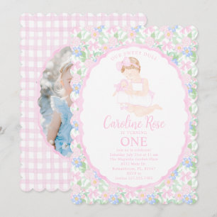 Our Sweet Doll Preppy Grandmillennial Floral Invitation