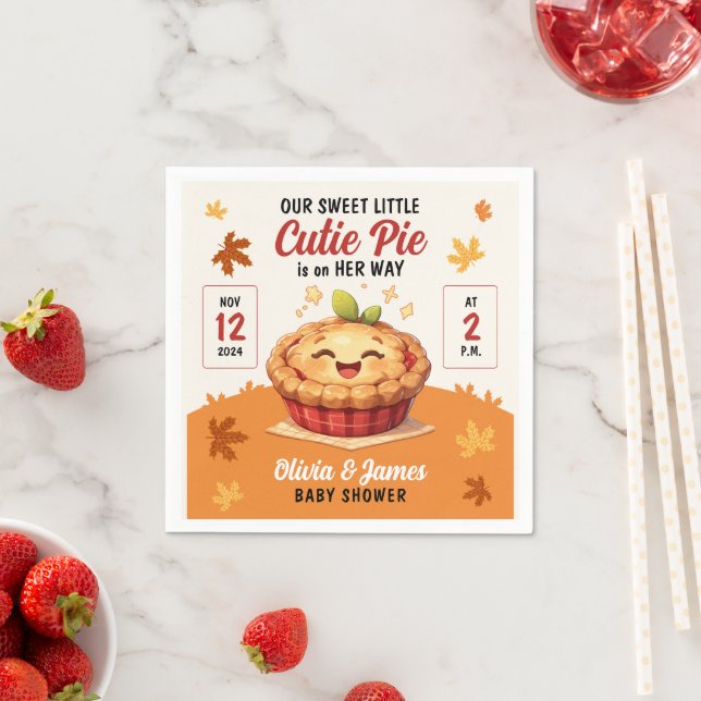 Our Sweet Little Cutie Pie Fall Baby Shower Napkin (Insitu)