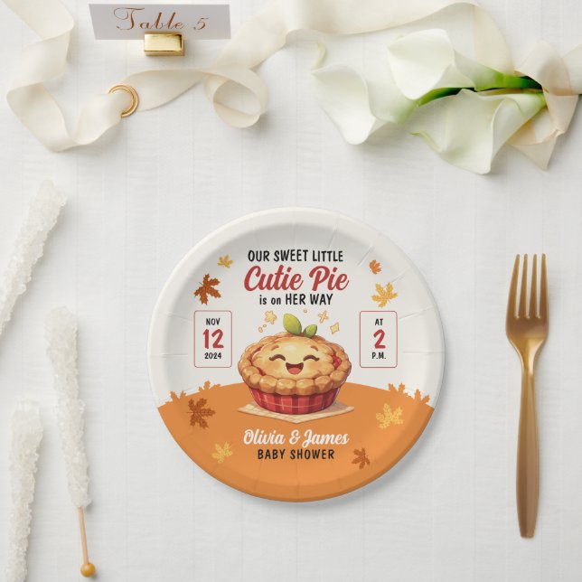 Our Sweet Little Cutie Pie Fall Baby Shower Paper Plate (Wedding)