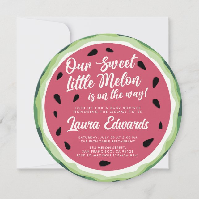 Our Sweet Little Melon Summer Baby Shower Invitation (Front)