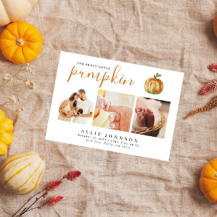Our Sweet Little Pumpkin Photo Baby Announcement