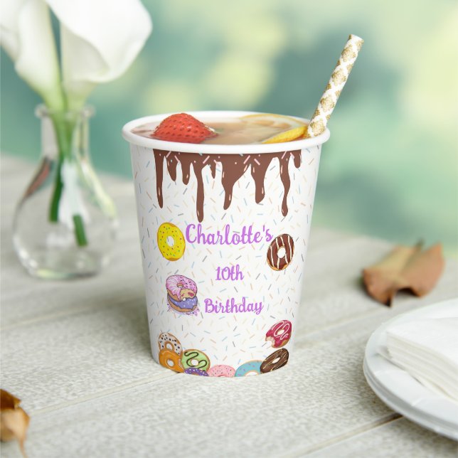 Our Sweet One" Doughnut Birthday Party  Paper Cups (Insitu)