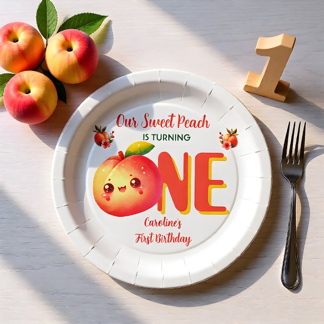  Our Sweet Peach First Birthday Paper Plate (Creator Uploaded)