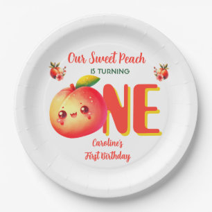  Our Sweet Peach First Birthday Paper Plate