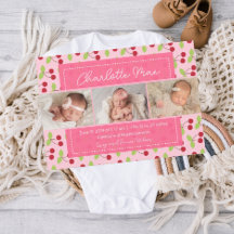 Our Sweetest Arrival Cherry Girl Baby Announcement