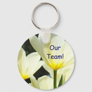 Our Team! keychain White Yellow Tulip Flowers