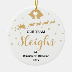 Our Team Sleigh Christmas Gift for Employees Ceramic Tree Decoration