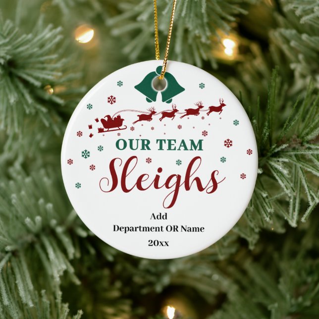 Our Team Sleigh Christmas Gift for Employees Ceramic Tree Decoration (Tree)