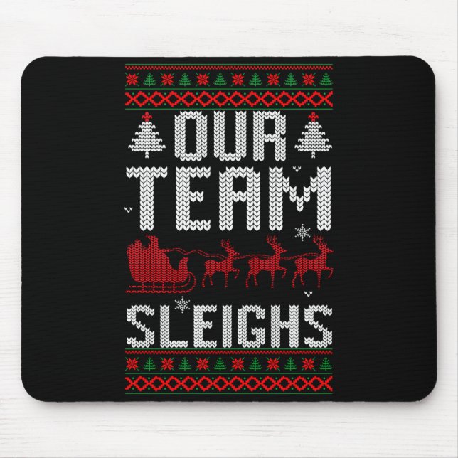 Our Team Sleighs Christmas Reindeers Santa's Long  Mouse Mat (Front)