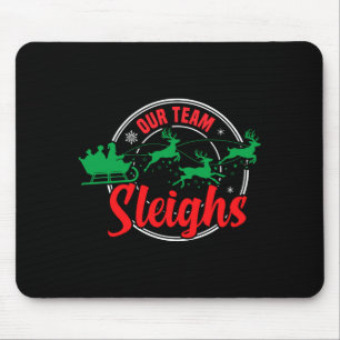 Our Team Sleighs Christmas Reindeers Santa's Long Mouse Mat
