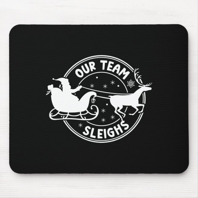Our Team Sleighs Christmas Reindeers Santa's Long  Mouse Mat (Front)