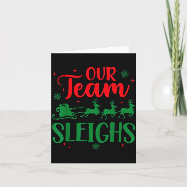 Our Team Sleighs Christmas Santa Reindeers Office  Card (Front)