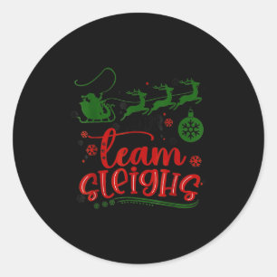Our Team Sleighs Reindeer Santa Claus Xmas Office Classic Round Sticker