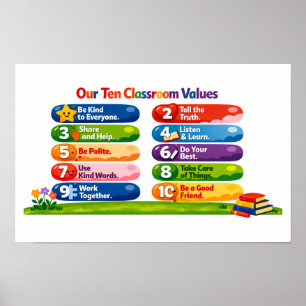 Our Ten Classroom Values - 11x17 Landscape Poster