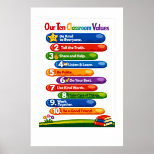 Our Ten Classroom Values – 24x36 Portrait Poster