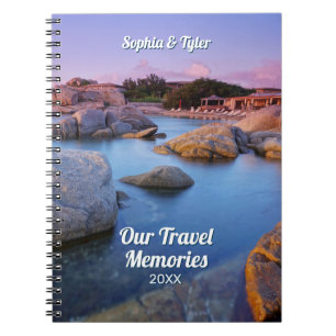 Our Travel Memories DIY Names & Year, Beach/Rocks Notebook