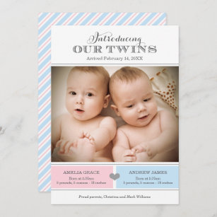 Boy Girl Twins Birth Announcement Cards Zazzle Co Uk