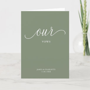 Our Vows Card Minimalist Script Sage Green