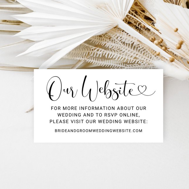 Our Website Modern Black Heart Script Wedding Enclosure Card (Creator Uploaded)