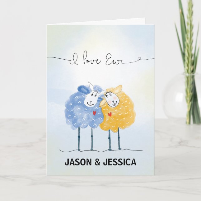 Our Wedding Anniversary with Whimsical Sheep Card (Front)