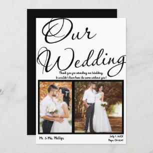 Our Wedding Black White Photo Picture Thank You Invitation