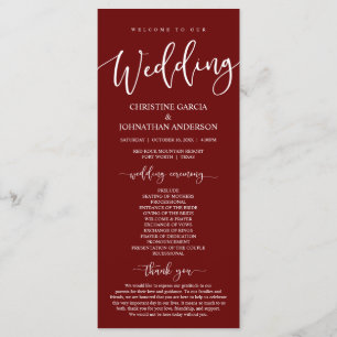 Our Wedding Ceremony, Classy Burgundy Program Programme