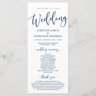 Our Wedding Ceremony, Classy Navy Blue Program Programme