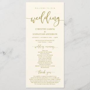 Our Wedding Ceremony, Elegant Classy Gold Programme