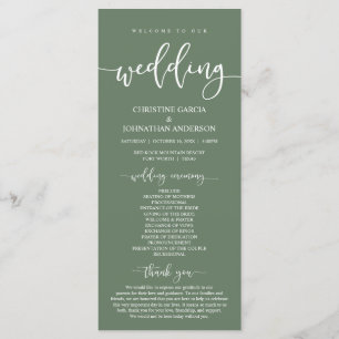 Our Wedding Ceremony, Elegant Sage Green Programme